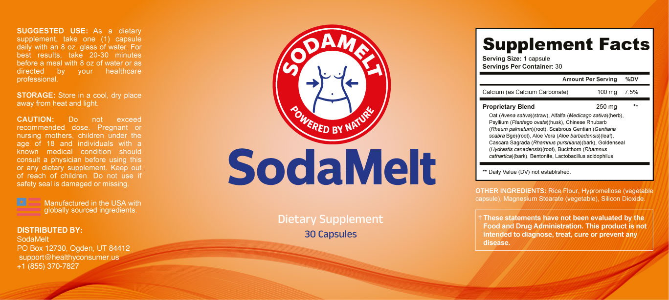 SodaMelt Supplement Facts — full product label, 30 capsules